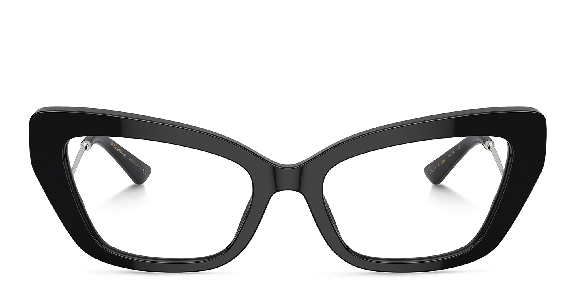 Rhinestone DG Motif Wide Cat-Eye Eyeglasses